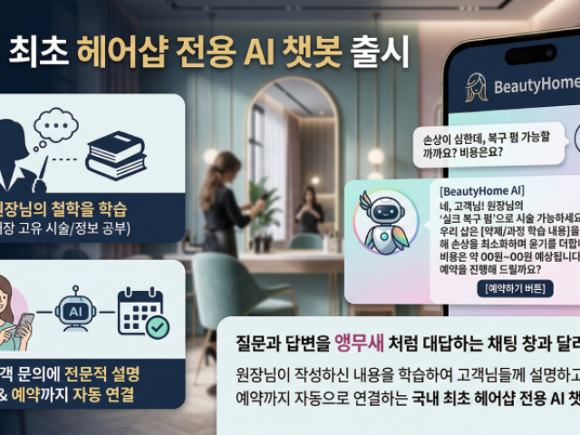 국내 최초 헤어샵 전용 AI 쳇봇 탑재 홈페이지 출시