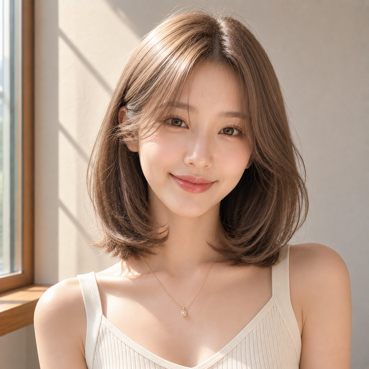 중단발 C컬펌 밀크티 베이지 염색 성신여대 미용실 살롱드바이퍼스트에서