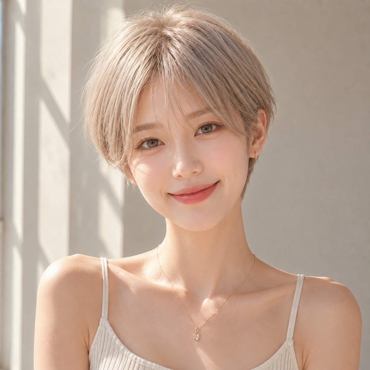 여자 파워 픽시컷 플래티넘 베이지 염색 성신여대 미용실 살롱드바이퍼스트에서