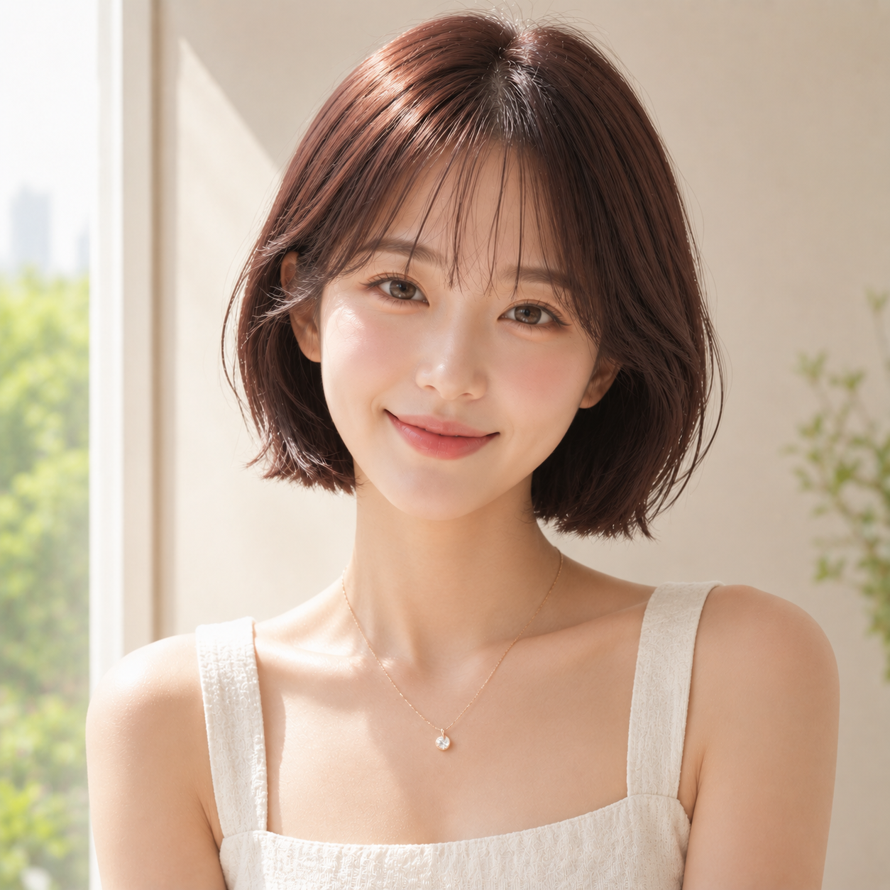 여자 프렌치 보브컷 체리 브라운 염색 성신여대 미용실 살롱드바이퍼스트에서