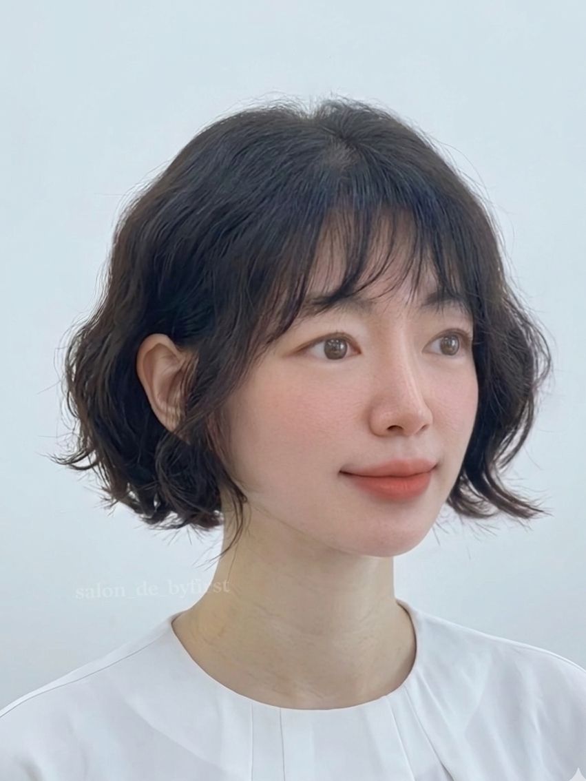성신여대 미용실 머리숱이 적어 보이고 정수리가 딱! 달라 붙어서 고민이일때 단발웨이브 퓨링펌 추천