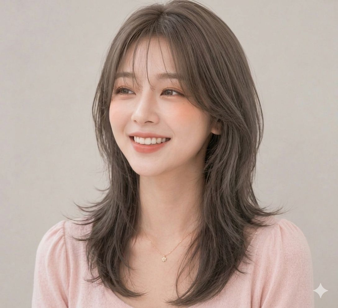 성신여대 미용실 긴머리 레이어드컷 에쉬브라운 염색