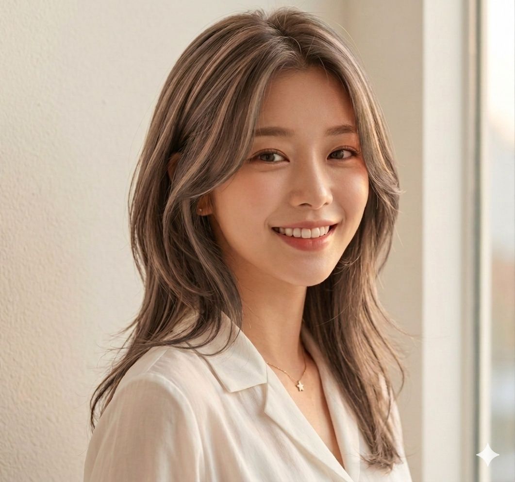 성신여대 미용실 긴머리 레이어드컷 에쉬브라운 브릿치 염색