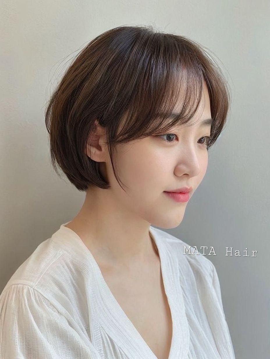 성신여대 미용실 숏 단발 볼륨 펌 오렌지 브라운염색 보브컷