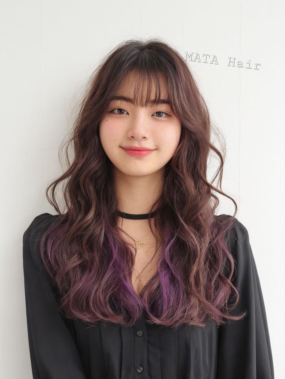 성신여대 미용실 퍼플 옴브레 히피펌