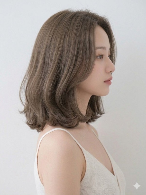 단발 c컬펌 에쉬브라운2