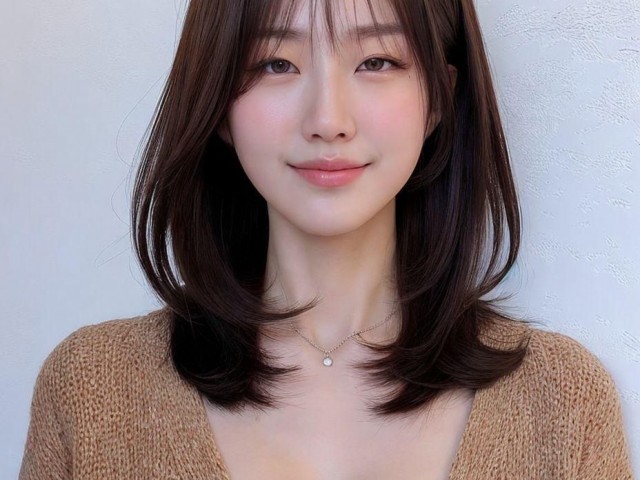 성신여대 미용실 중단발 하이레이어 C컬펌 채스넛 브라운