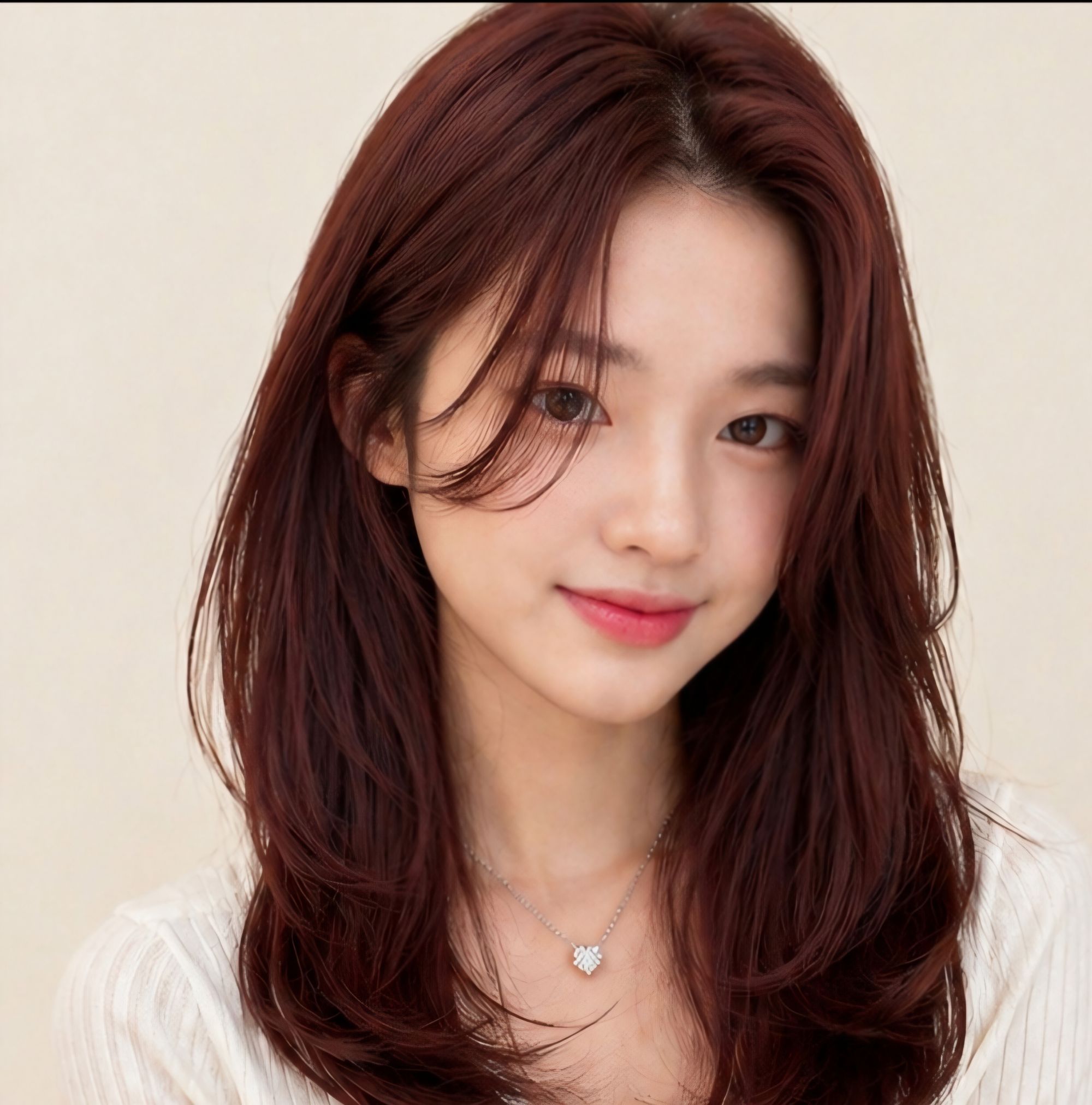 레이어드컷 레드브라운 컬러염색