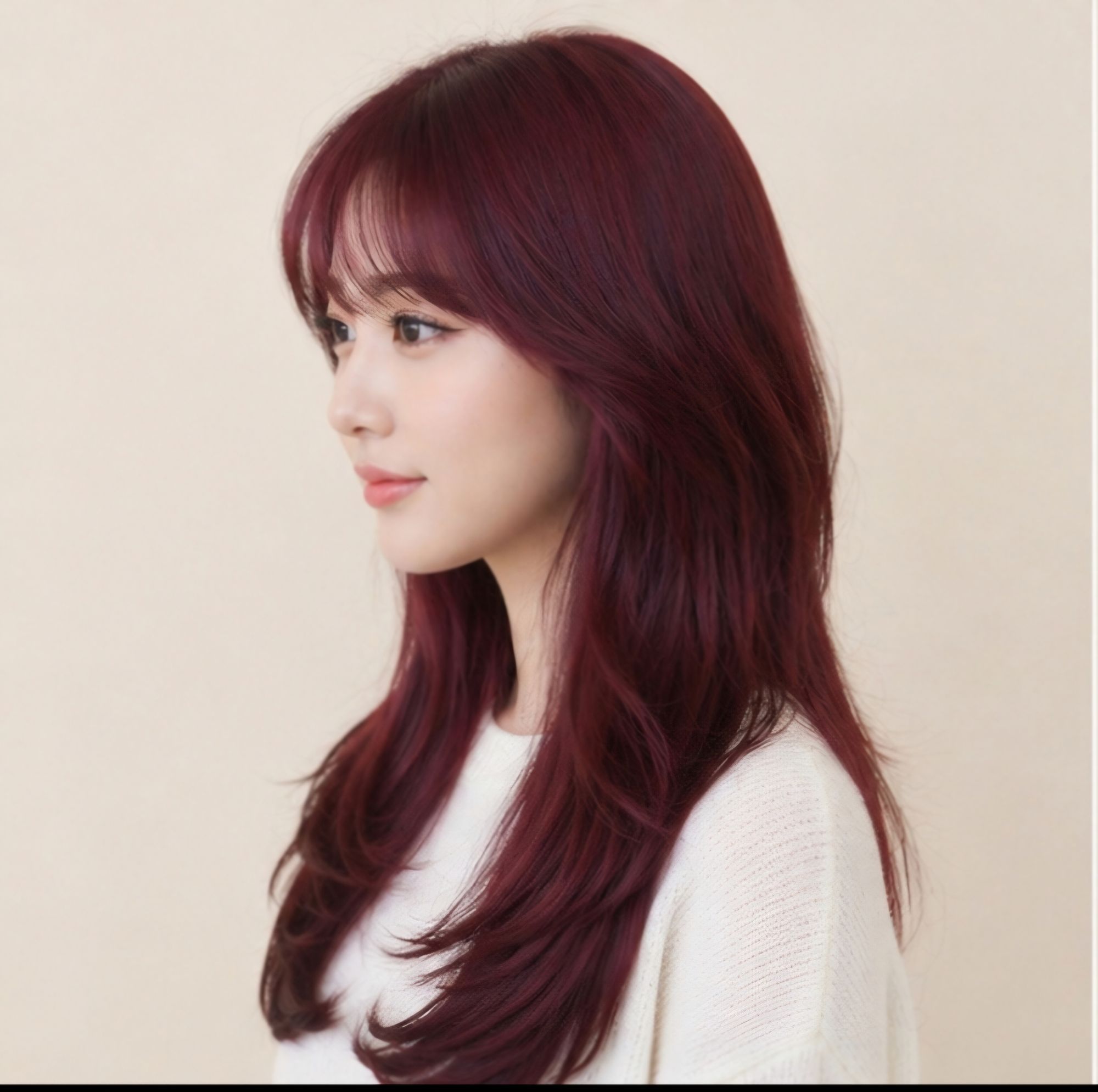 레이어드컷 레드브라운컬러