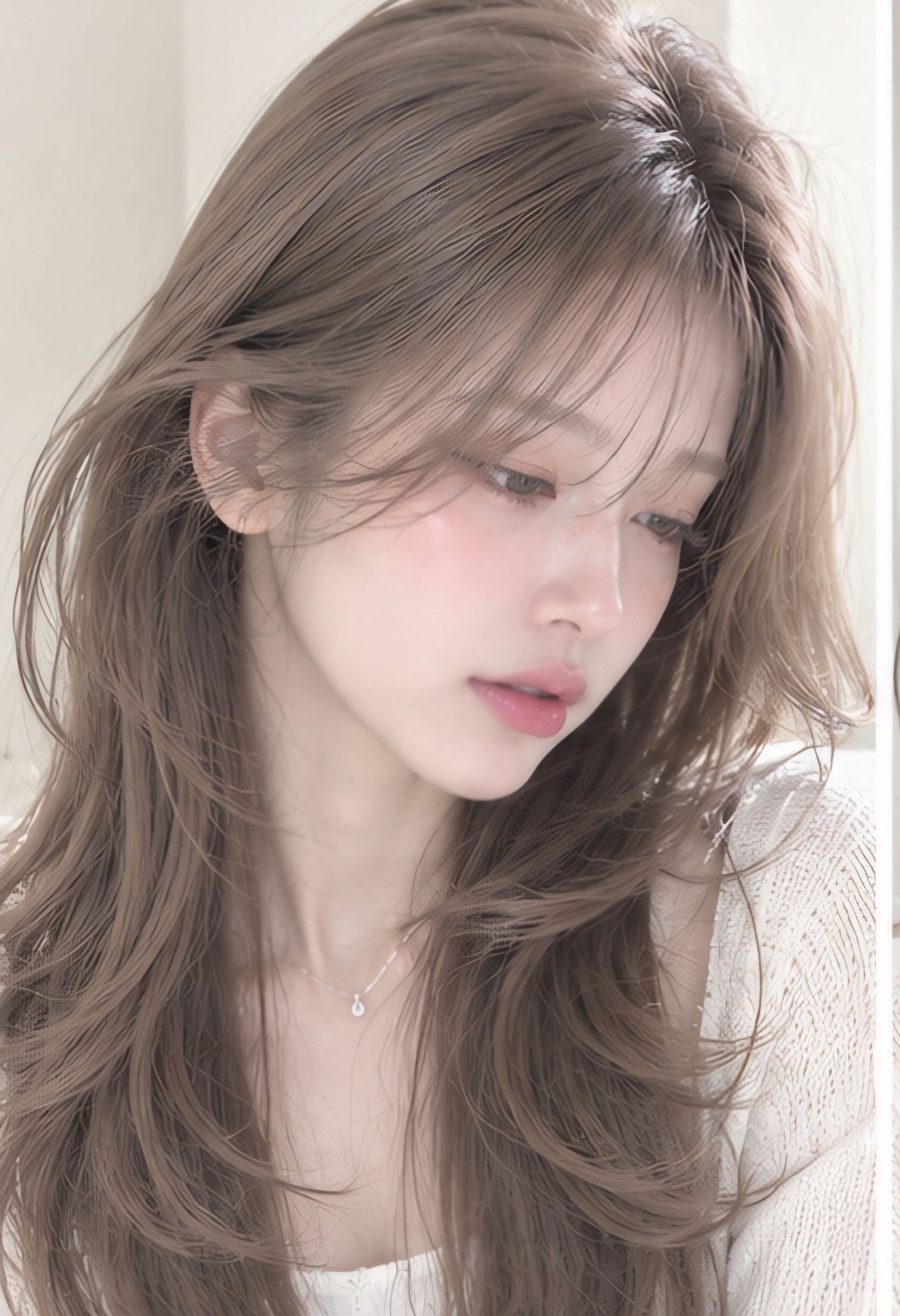 성신여대미용실 롱헤어허쉬컷 ✨ 애쉬베이지로 완성한 부드러운 레이어드 스타일