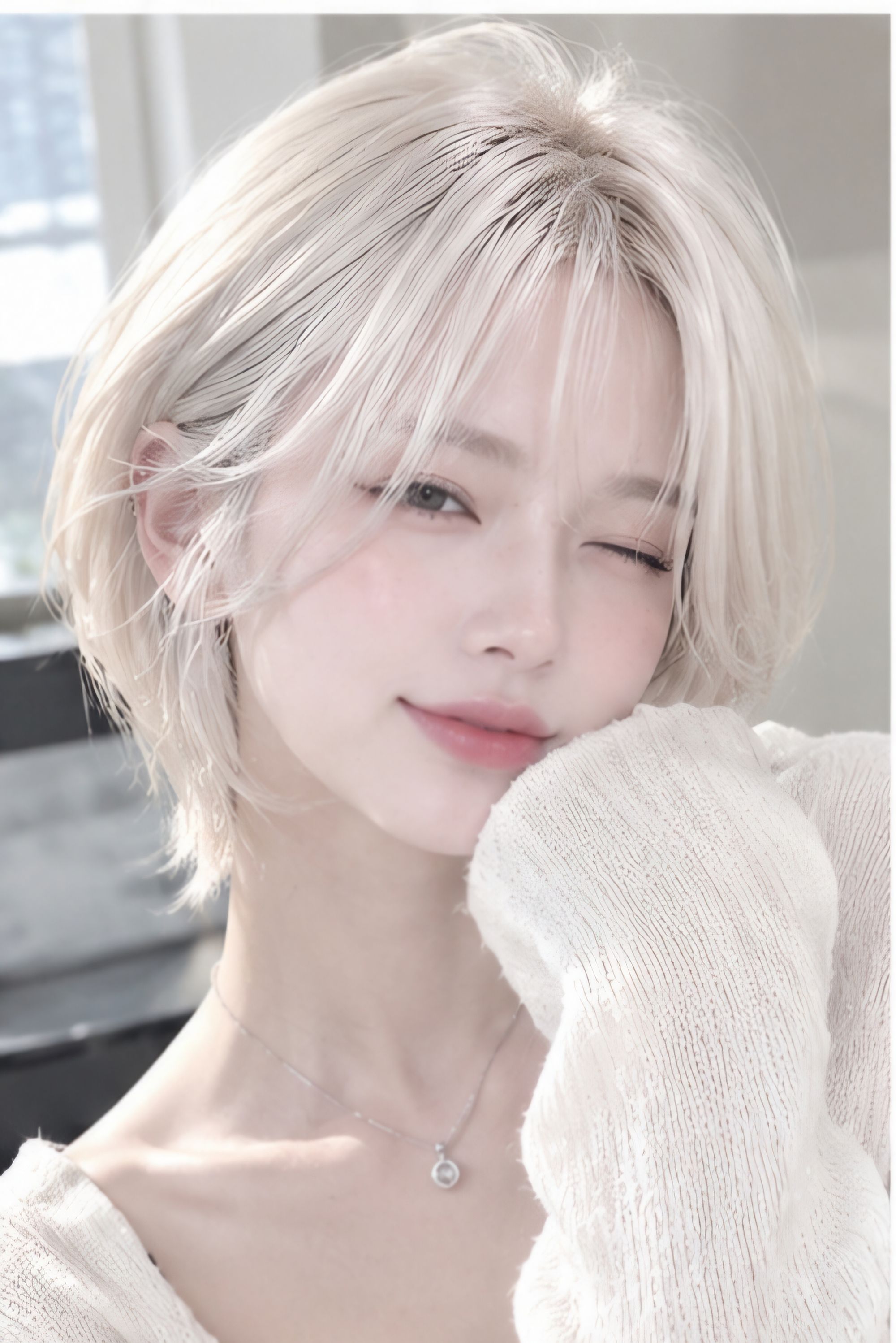 성신여대미용실 숏컷 백금발, 얼굴형까지 예뻐 보이는 세련된 탈색 스타일