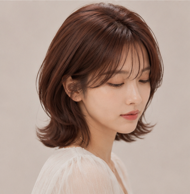 성신여대미용실 추천, 미디움 발롱펌 레드브라운으로 우아한 분위기 완성