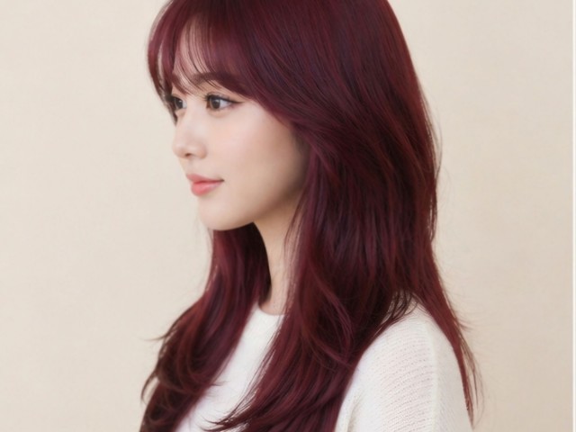 레이어드컷 레드브라운컬러