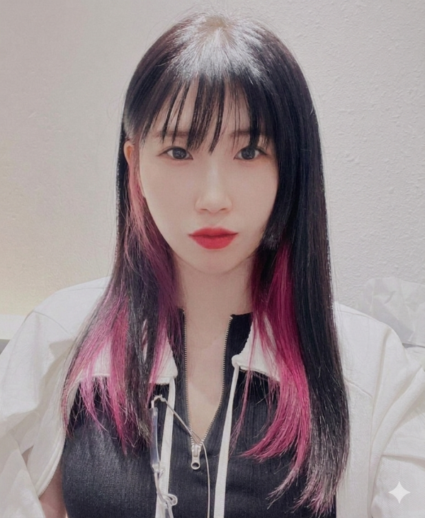 성신여대 미용실 투톤 탈색 핑크염색 시술후 앞모습