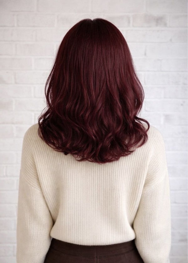 성신여대 미용실 쿨레드 염색  뒷모습 시술후