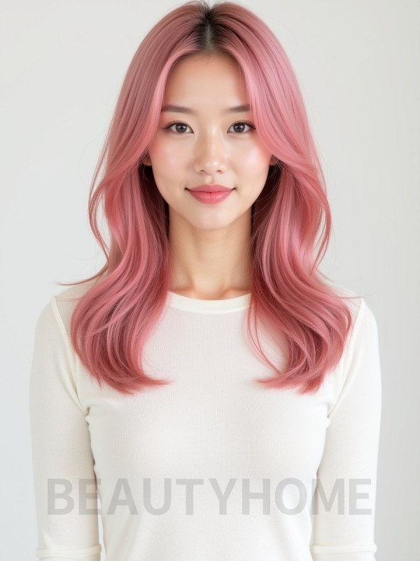 핫핑크 어깨선웨이브