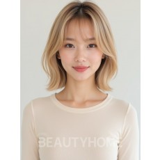 골든블론드 턱선스트레이트 단발뱅