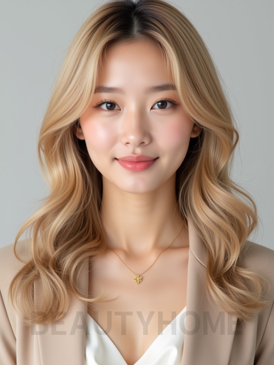 골든 블론드 시스루 레이어컷