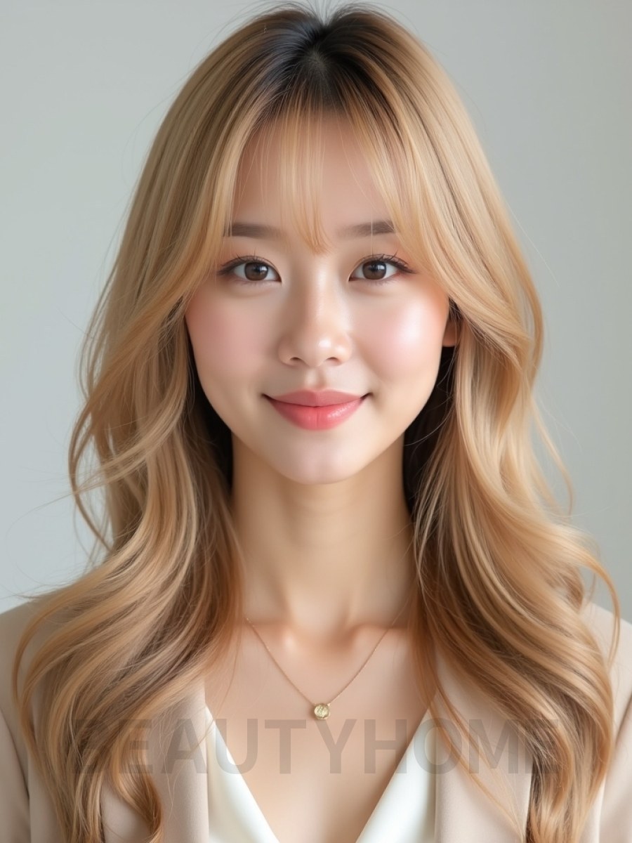 골든 블론드 사선 뱅
