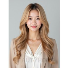 골든 블론드 긴 곱슬