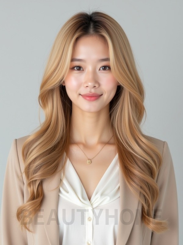 골든 블론드 긴 곱슬