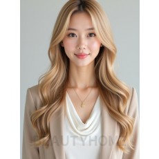 골든 블론드 긴 웨이브