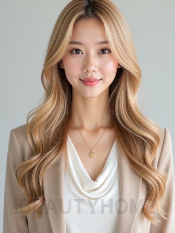 골든 블론드 긴 웨이브