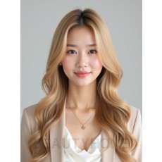 골든 블론드 긴 스파이럴컬