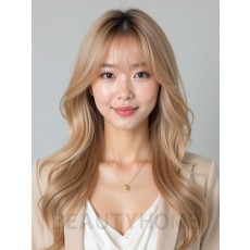 골든 블론드 긴 사이드뱅