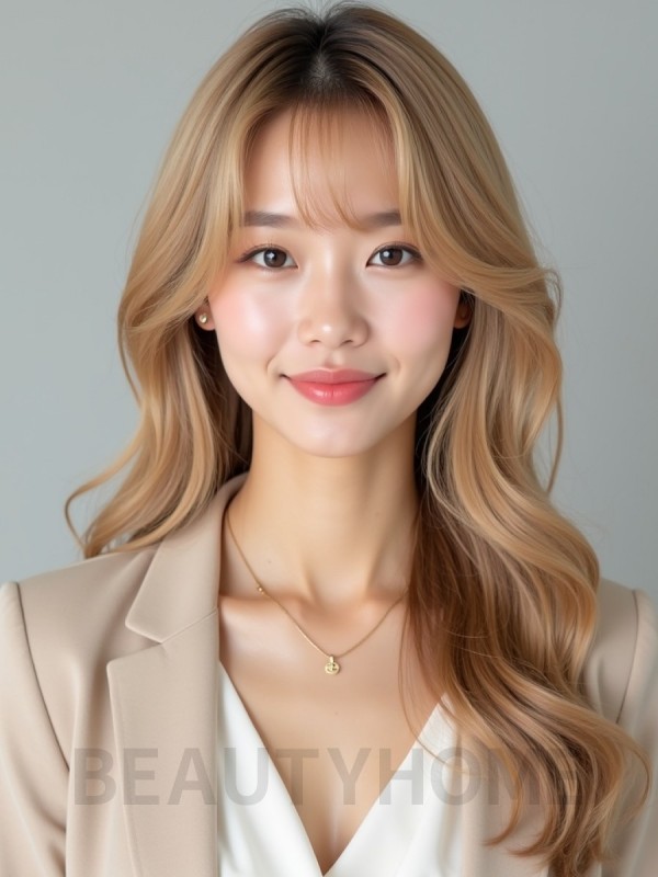 골든 블론드 커튼 뱅
