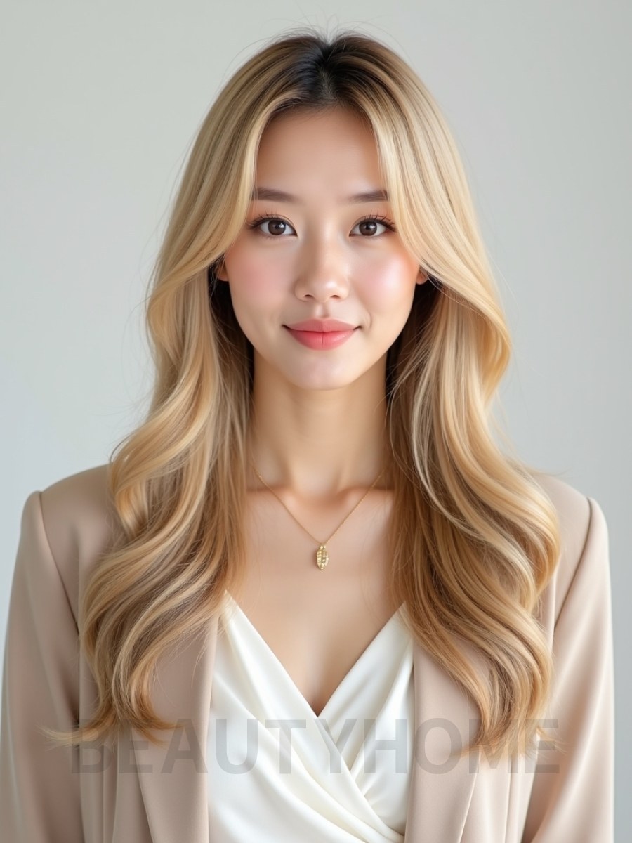 골든 블론드 긴 페이스 프레이밍