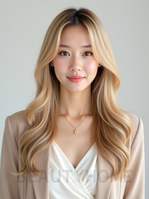 골든 블론드 긴 페이스 프레이밍