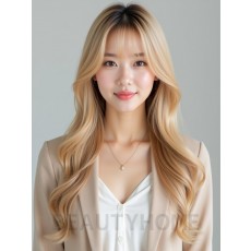 골든 블론드 긴머리+커튼뱅