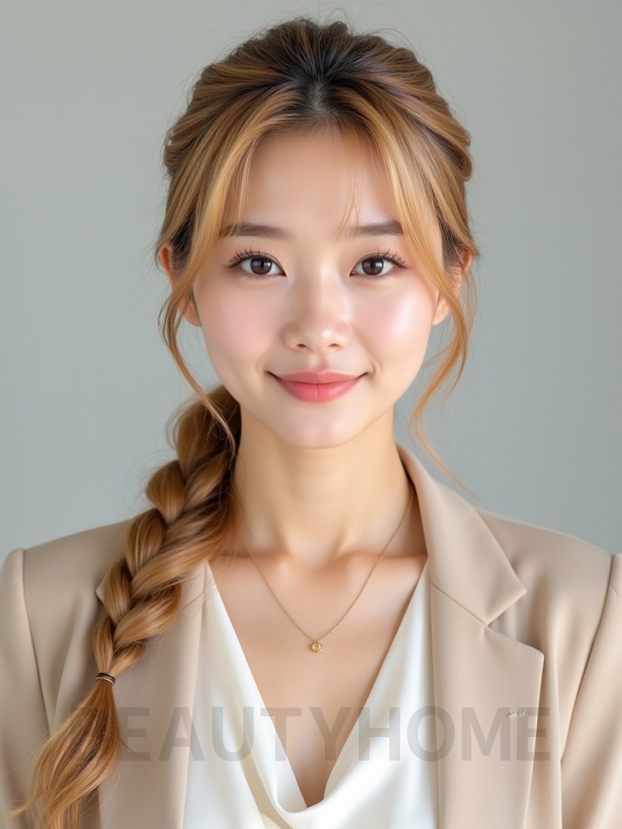 골든 블론드 로프 브레이드 포니