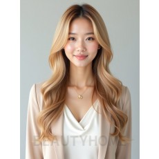 골든 블론드 긴 블로우웨이브