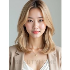 골든 블론드 쇄골 생머리