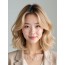 골든 블론드 턱선 컬 단발