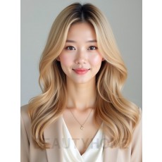 골든 블론드 긴 S컬