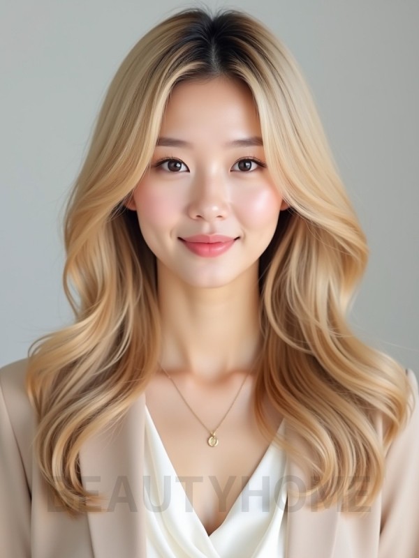 골든 블론드 긴 S컬