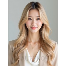 골든 블론드 긴 페더 레이어
