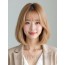 골든 블론드 턱선 스트레이트 단발+뱅