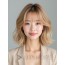 골든 블론드 턱선 웨이브 단발+풀뱅