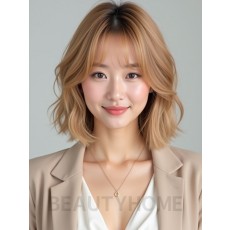 골든 블론드 귀밑 블런트 단발