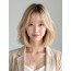 골든 블론드 귀밑 스트레이트 단발+시스루뱅