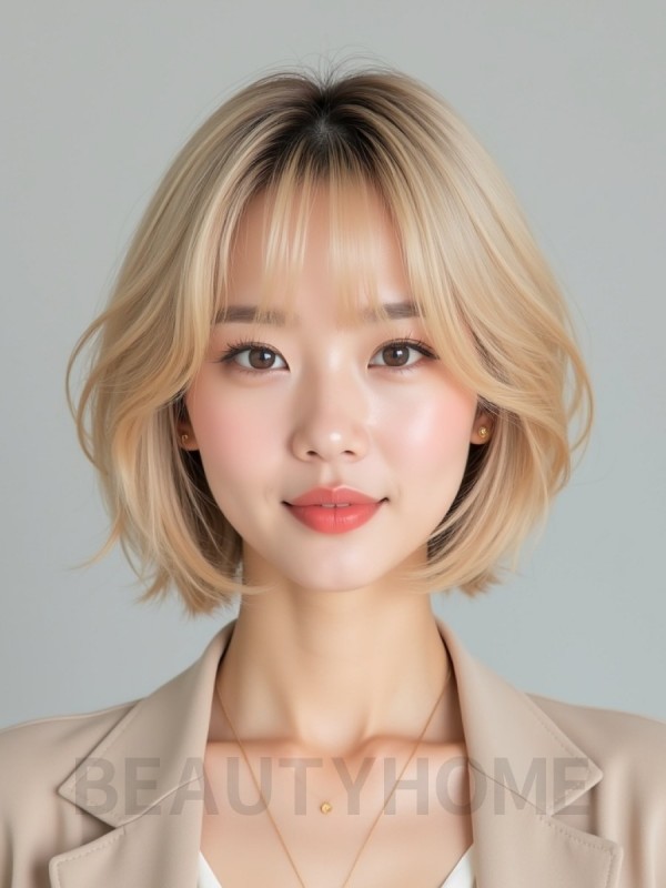 골든 블론드 페이지보이 컷