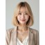 골든 블론드 턱선 스트레이트 단발+커튼뱅
