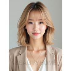 골든 블론드 턱선 그라데이션 단발