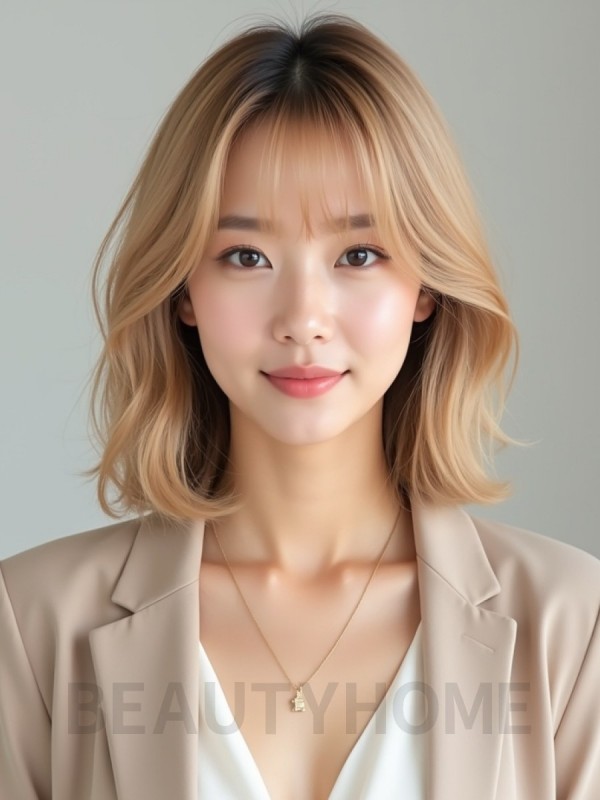골든 블론드 턱선 그라데이션 단발
