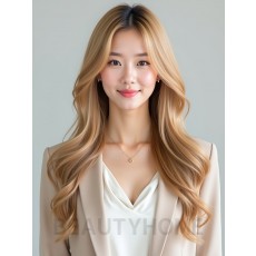 골든 블론드 긴 히피펌