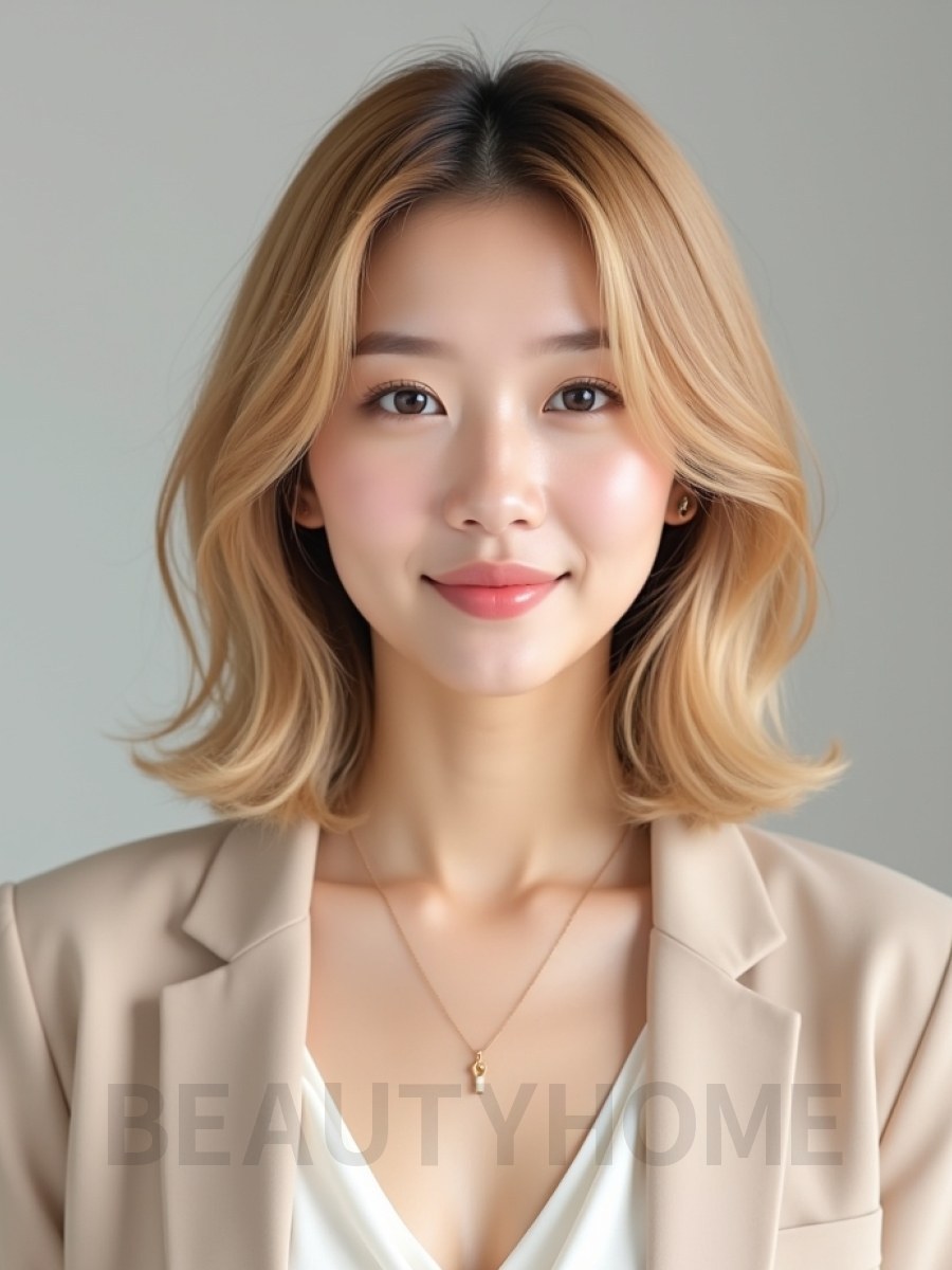 골든 블론드 컨케이브 단발